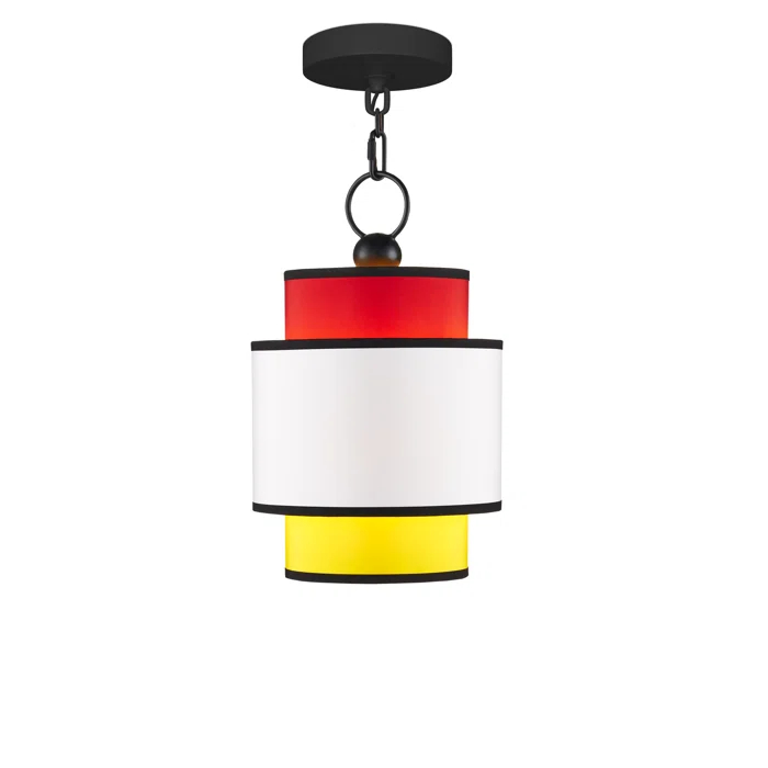 Mathias Mini Pendant with Incandescent Light in Satin Black and Multi-Color