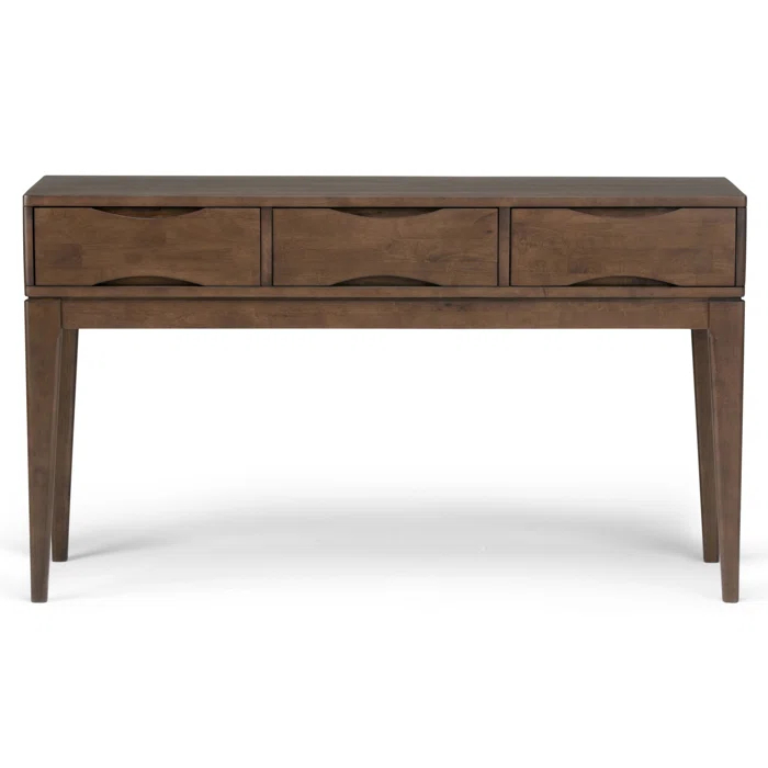Simpli Home Harper 54"W Solid Hardwood Mid-Century Modern Storage Console Table with Drawers and Tapered Legs
