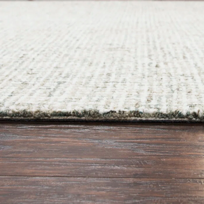 Britley Handmade Tufted Wool Area Rug in Light Green/Ivory