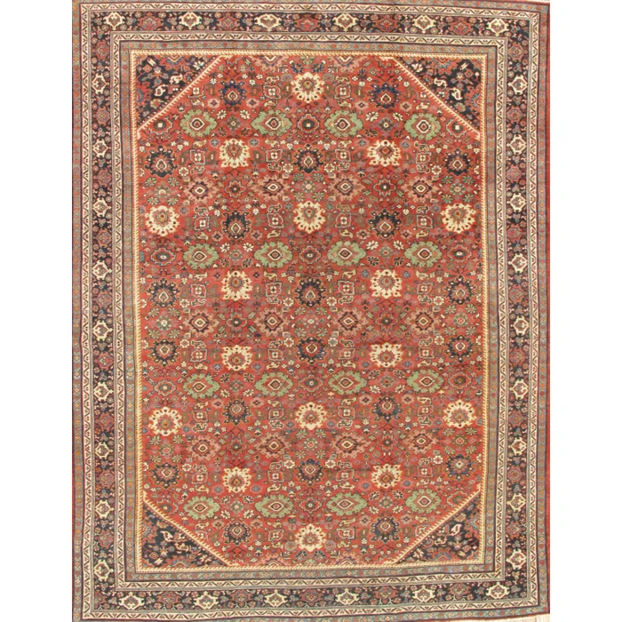 Azerbaijan One-of-a-Kind Rectangle 10'3" X 13'6" 1910s Area Rug in Beige/Gray/Rust