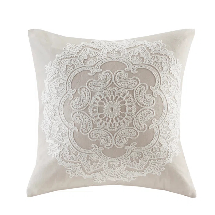 Suzanna Embroidered Cotton Square Pillow