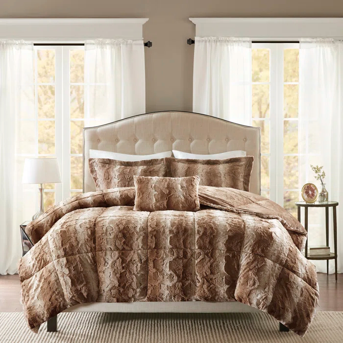 Madison Park Zuri Faux Fur Comforter Set