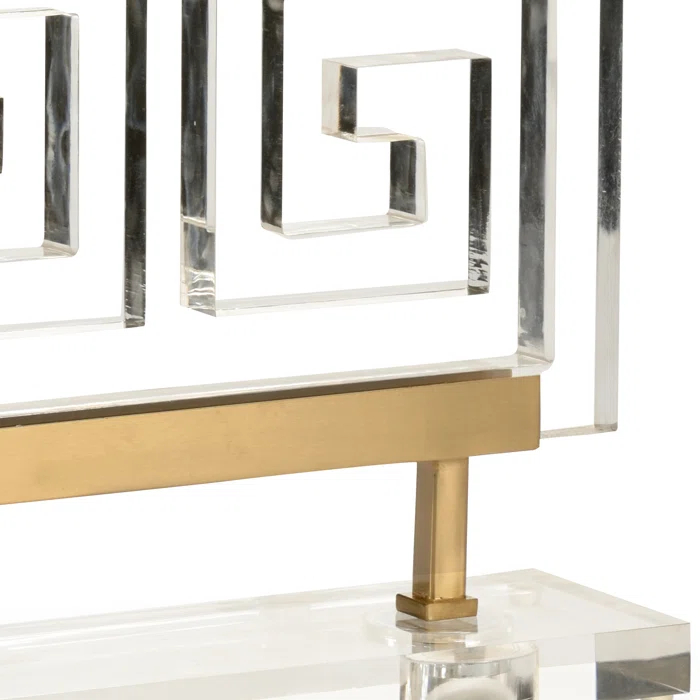 Large Clear Acrylic Greek Key Accent Sculpture