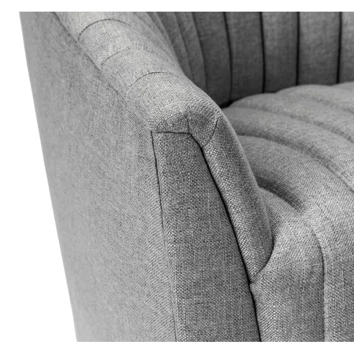 Channel Upholstered Swivel Barrel Chair
