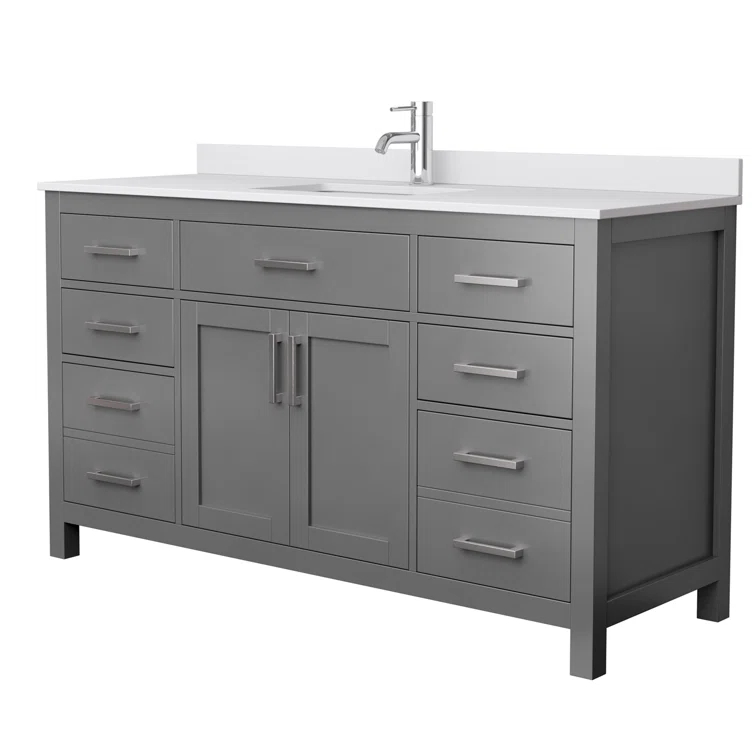 Beckett 60" Freestanding Single Bathroom Vanity with Cultured Marble Top
