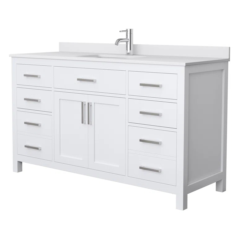 Beckett 60" Freestanding Single Bathroom Vanity with Cultured Marble Top