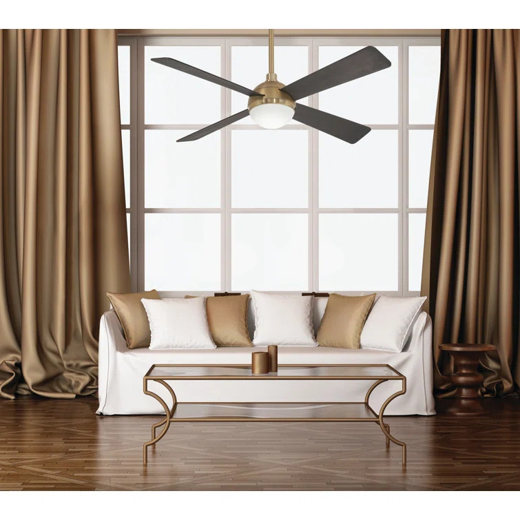 54" 4 - Blade LED Standard Ceiling Fan with Remote Control and Light Kit Included