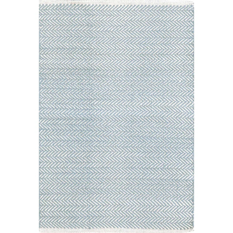 Herringbone Swedish Blue Handwoven Cotton Rug
