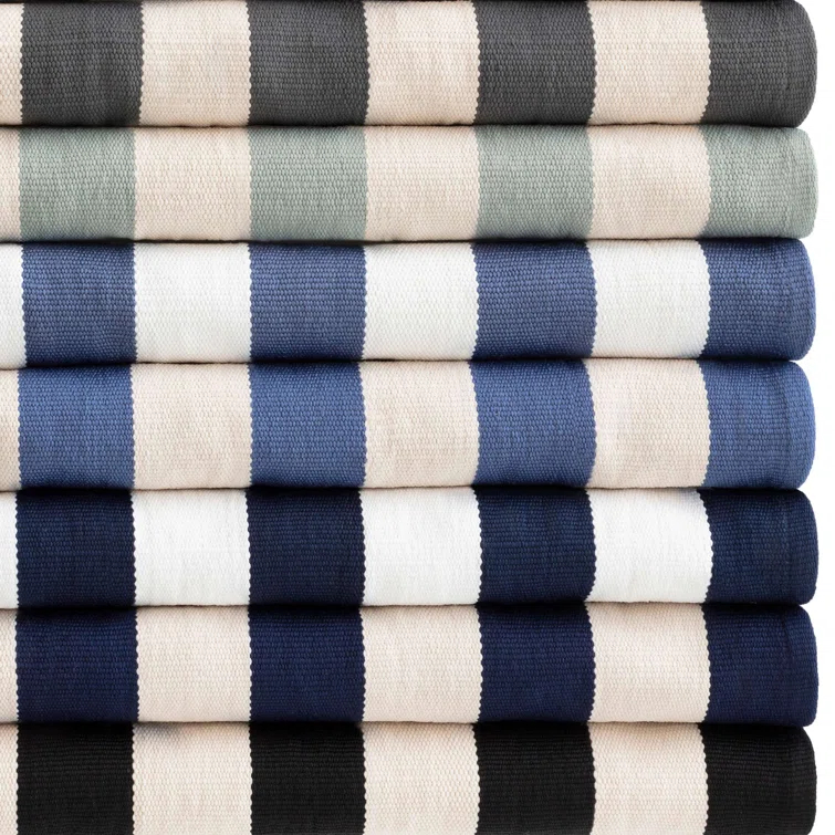 Catamaran Stripe Denim/White Handwoven Indoor/Outdoor Rug