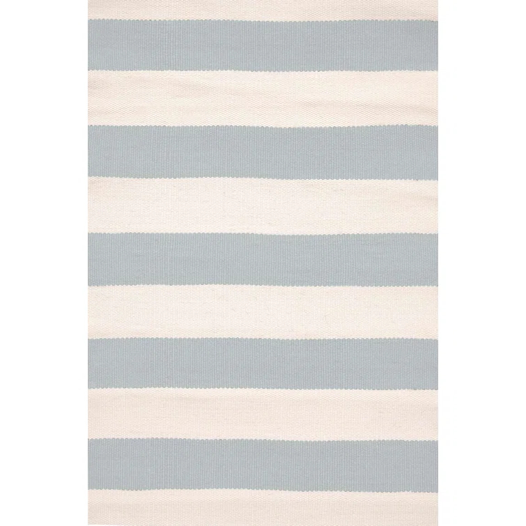 Catamaran Stripe Light Blue/Ivory Handwoven Indoor/Outdoor Rug