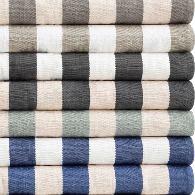 Catamaran Stripe Light Blue/Ivory Handwoven Indoor/Outdoor Rug