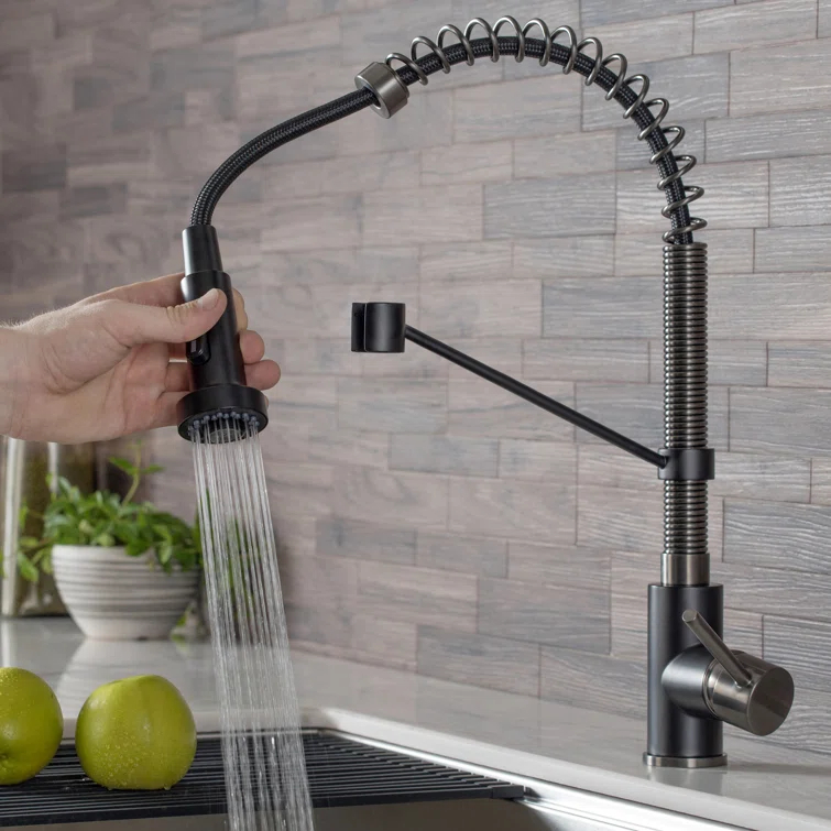 KRAUS Bolden Commercial Style 2-Function Single Handle Pull Down Kitchen Faucet with Soap Dispenser