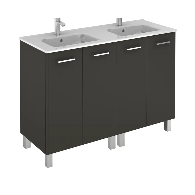 WS Bath Collections Logic 47.3'' Double Bathroom Vanity with Ceramic Top