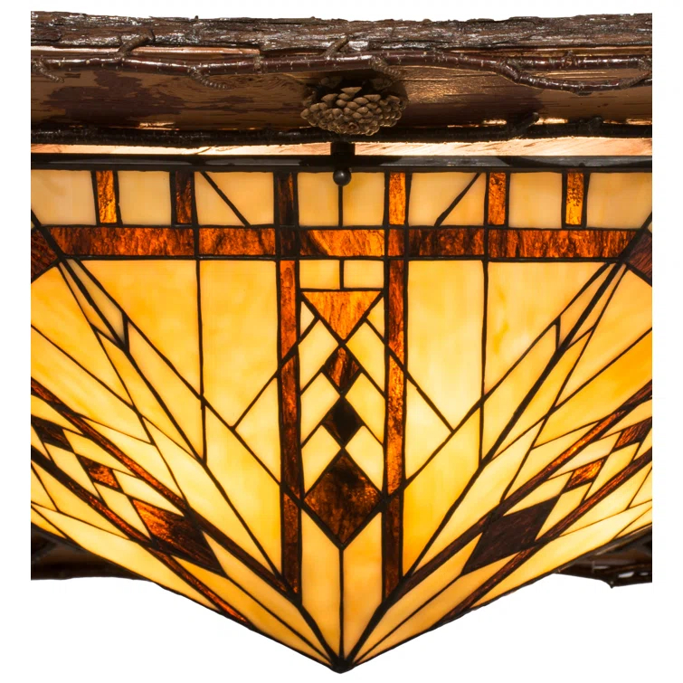 Rustic Lodge Glass Flush Mount