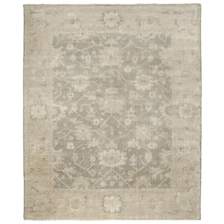 Safavieh  Couture Hand-knotted Oushak Mersiha Traditional Oriental Wool Rug with Fringe Light Grey/Beige 8' x 10' Fringe, Handmade 8' x 10' Indoor
