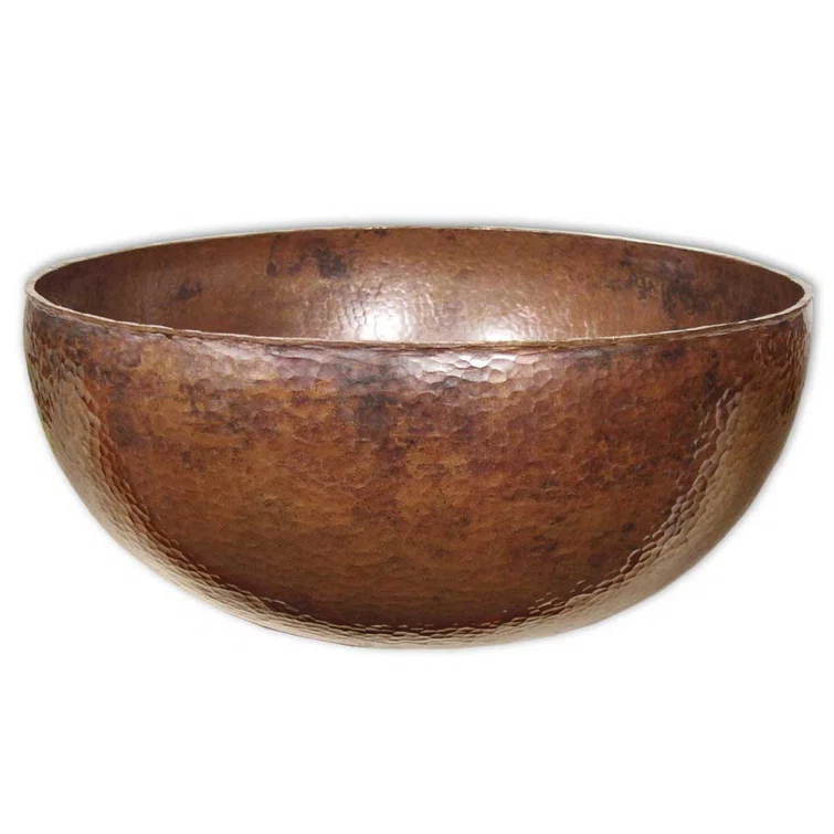 Tempered Copper Metal Circular Vessel Bathroom Sink