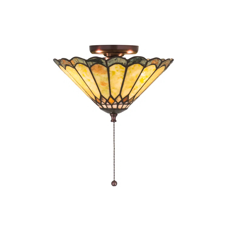 Meyda Tiffany 71007 Carousel 3 Light 12" Wide Semi-Flush Ceiling Fixture - MultiColor