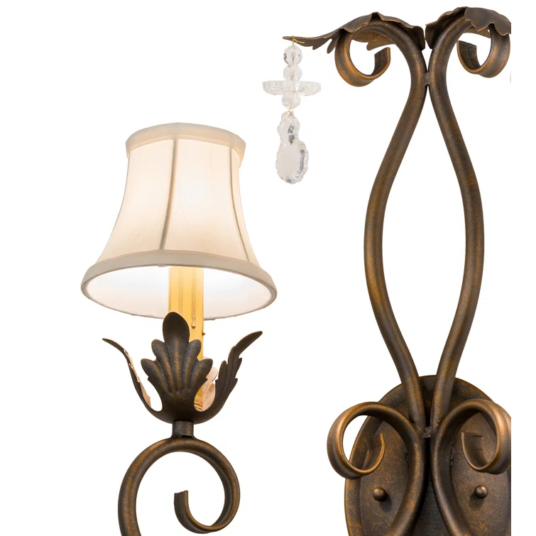 Crystal Bronze Candle Wall Light