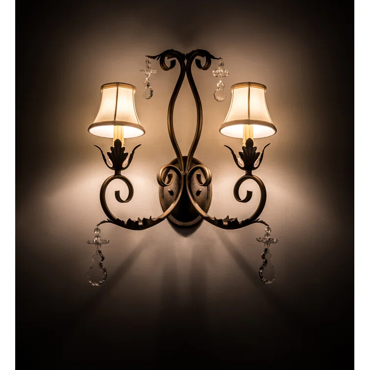 Crystal Bronze Candle Wall Light