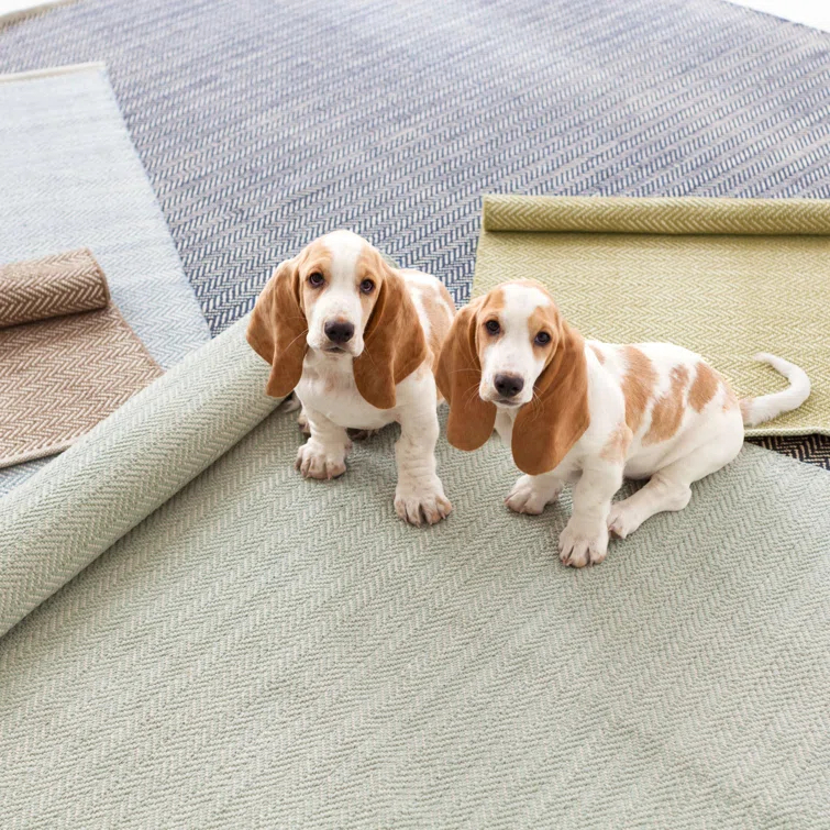 Herringbone Stone Handwoven Cotton Rug