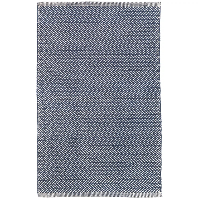 Herringbone Navy/Ivory Handwoven Indoor/Outdoor Rug