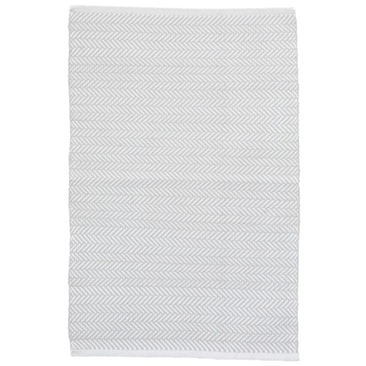 Herringbone Pearl Grey/White Handwoven Indoor/Outdoor Rug