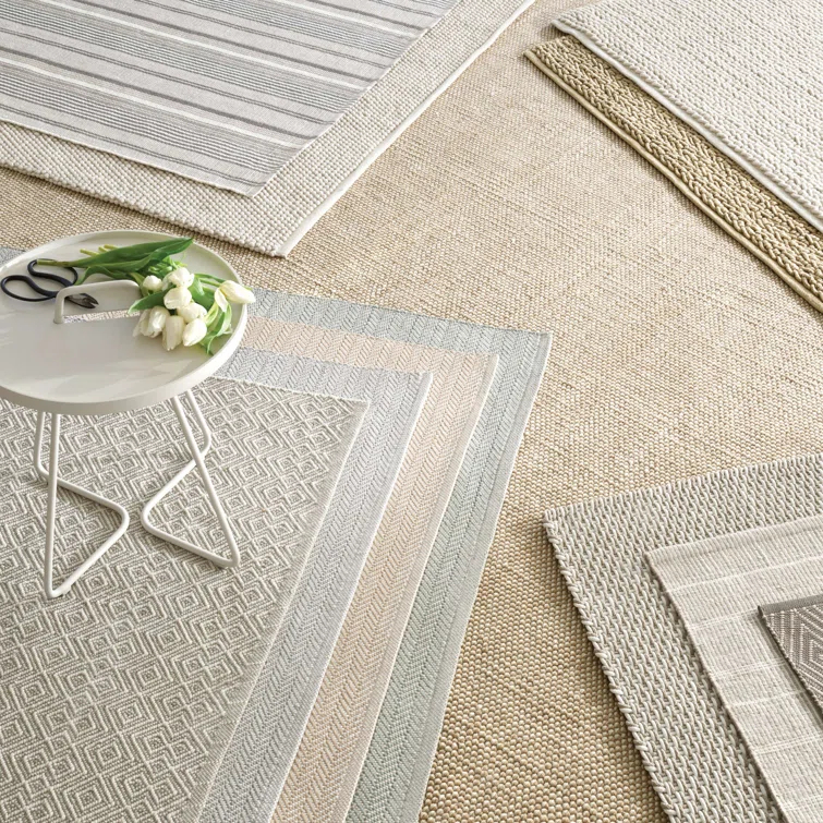 Herringbone Linen/White Handwoven Indoor/Outdoor Rug