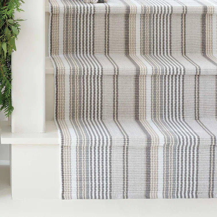 Gradation Ticking Handwoven Cotton Rug