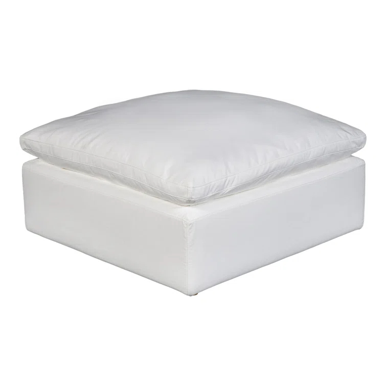 White Performance Fabric Transitional Ottoman