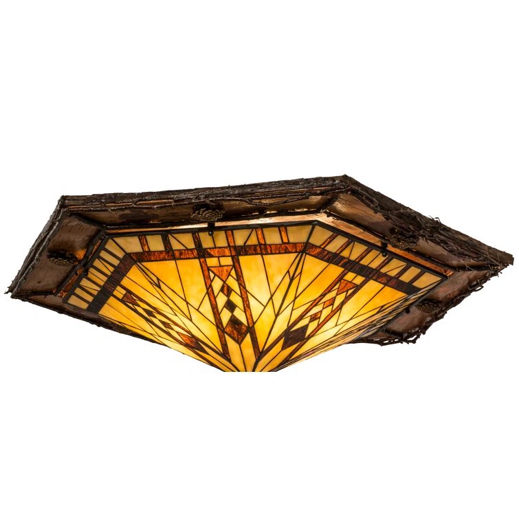 Rustic Lodge Glass Flush Mount