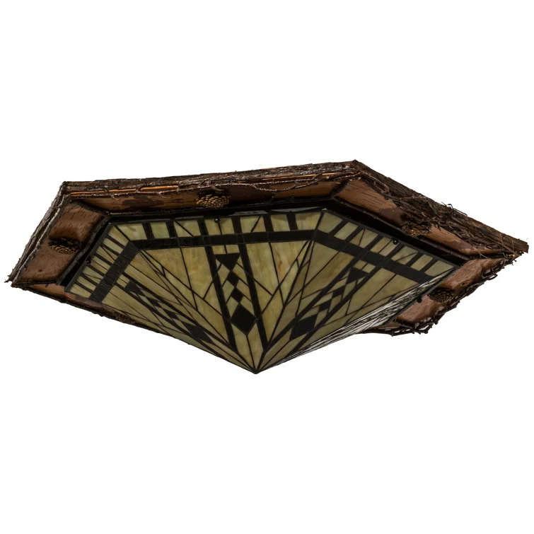 Rustic Lodge Glass Flush Mount