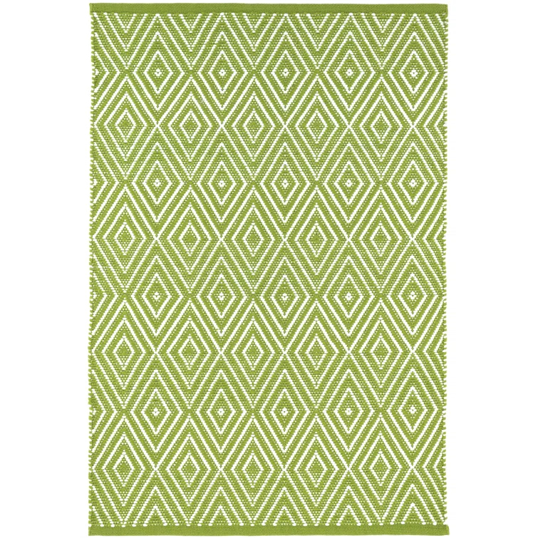 Diamond Sprout/White Handwoven Indoor/Outdoor Rug