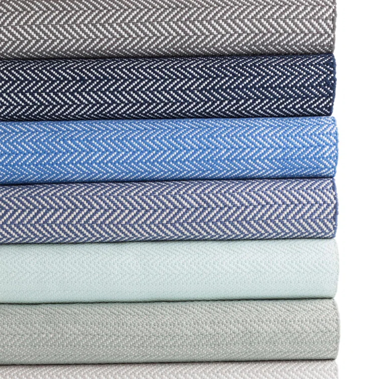 Herringbone Denim/Ivory Handwoven Indoor/Outdoor Rug