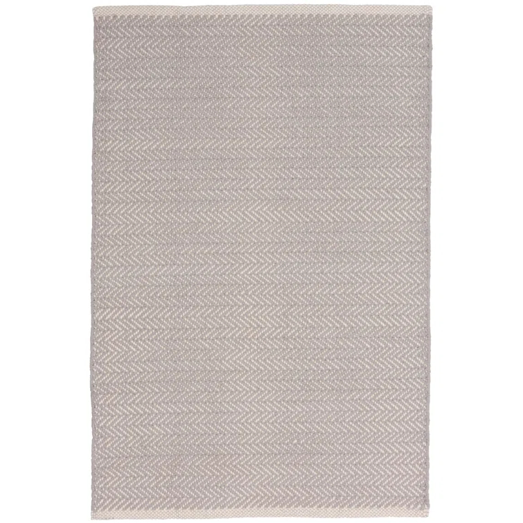 Herringbone Dove Grey Handwoven Cotton Rug