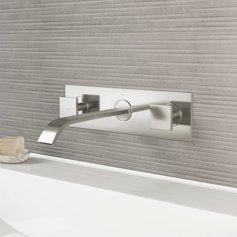 Titus 3" H Two Handle WaterSense Wall Mount Bathroom Faucet
