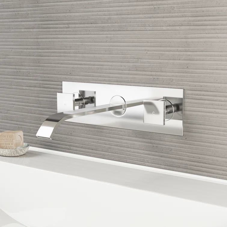 Titus 3" H Two Handle WaterSense Wall Mount Bathroom Faucet