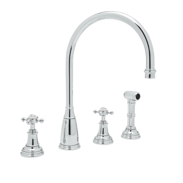 Perrin & Rowe U.4735X-APC-2 Georgian Era Two Handle Kitchen Faucet With Side Spray