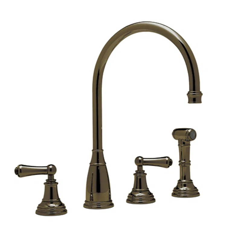 Georgian Era Two Handle Kitchen Faucet With Side Spray