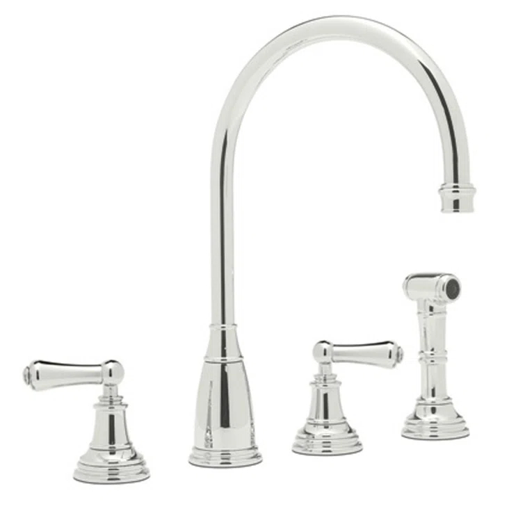 Georgian Era Two Handle Kitchen Faucet With Side Spray