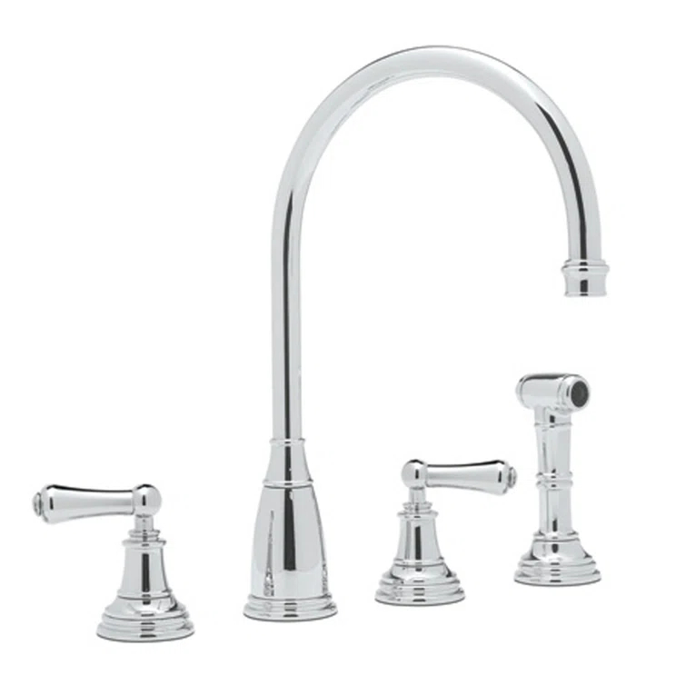 Georgian Era Two Handle Kitchen Faucet With Side Spray
