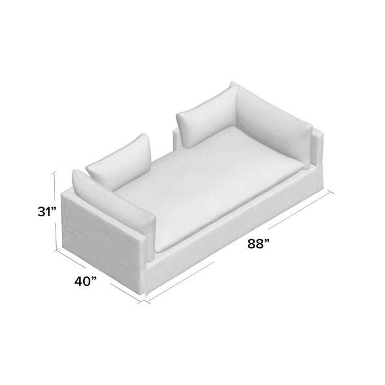 Beige Handcrafted Wood Stationary Sofa, 88-inch
