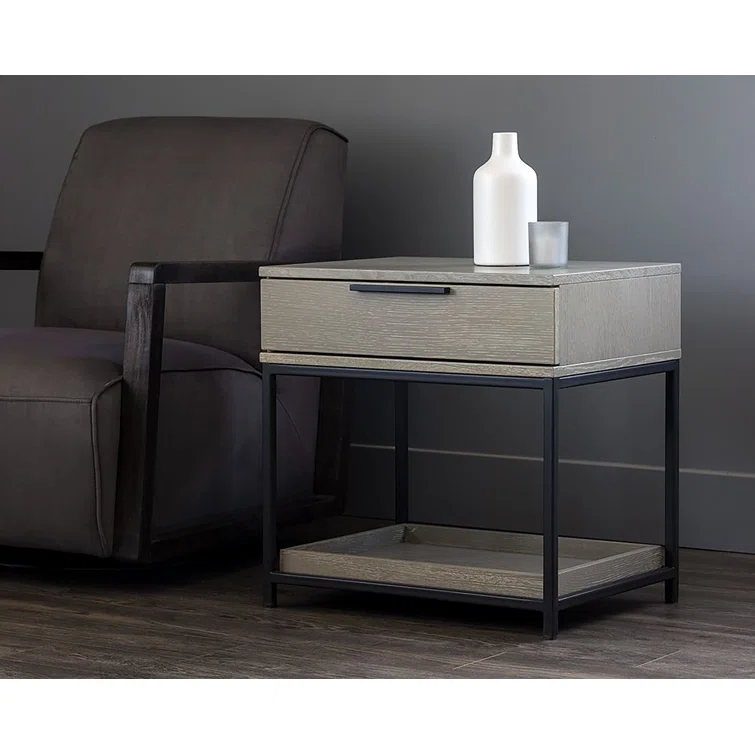 Transitional Rebel Black & Gray 1-Drawer Nightstand