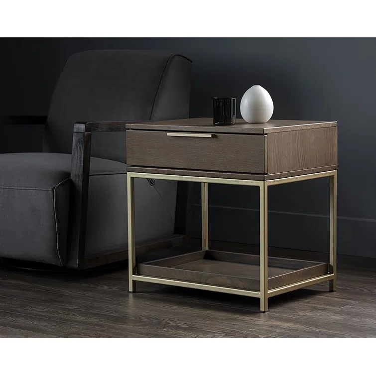 Transitional Rebel 23.5" Cream Oak Wood 1-Drawer Nightstand