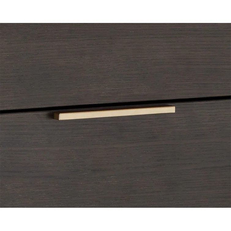 Transitional Charcoal Gray and Gold Dresser with 6 Soft Close Drawers