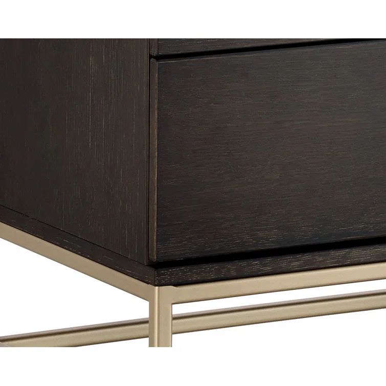 Transitional Charcoal Gray and Gold Dresser with 6 Soft Close Drawers