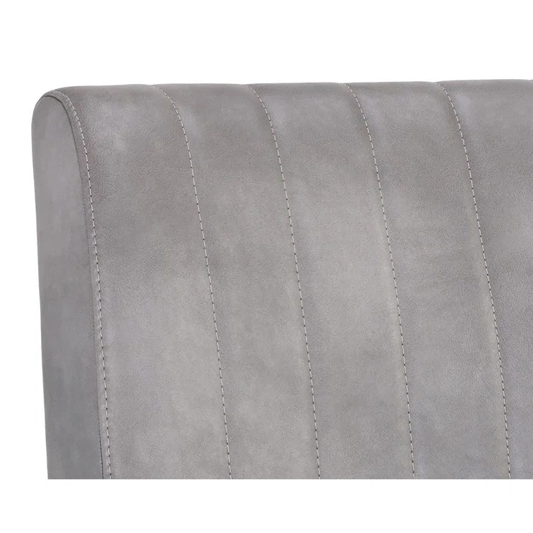 Gray Faux Leather Upholstered Side Chair with Metal Frame