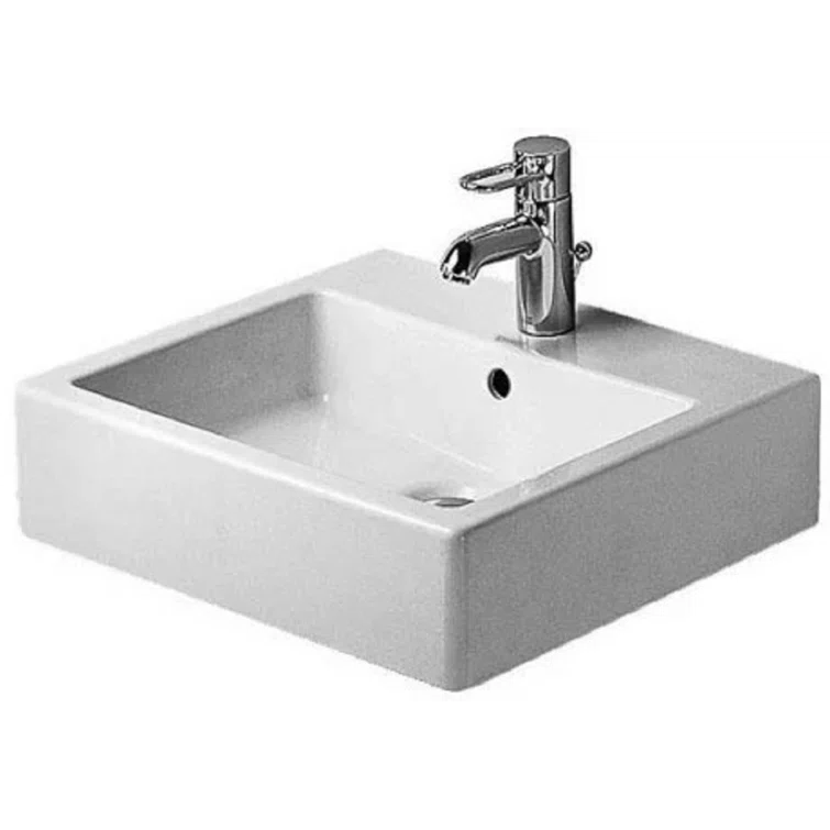 Vero White Ceramic Rectangular Vessel Bathroom Sink with Overflow