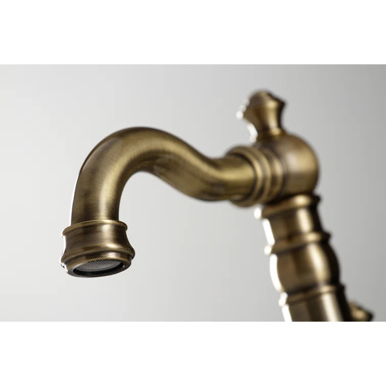 Kingston Brass American Classic Two-Handle 3-Hole Deck Mount Widespread Bathroom Faucet with Pop-Up Drain