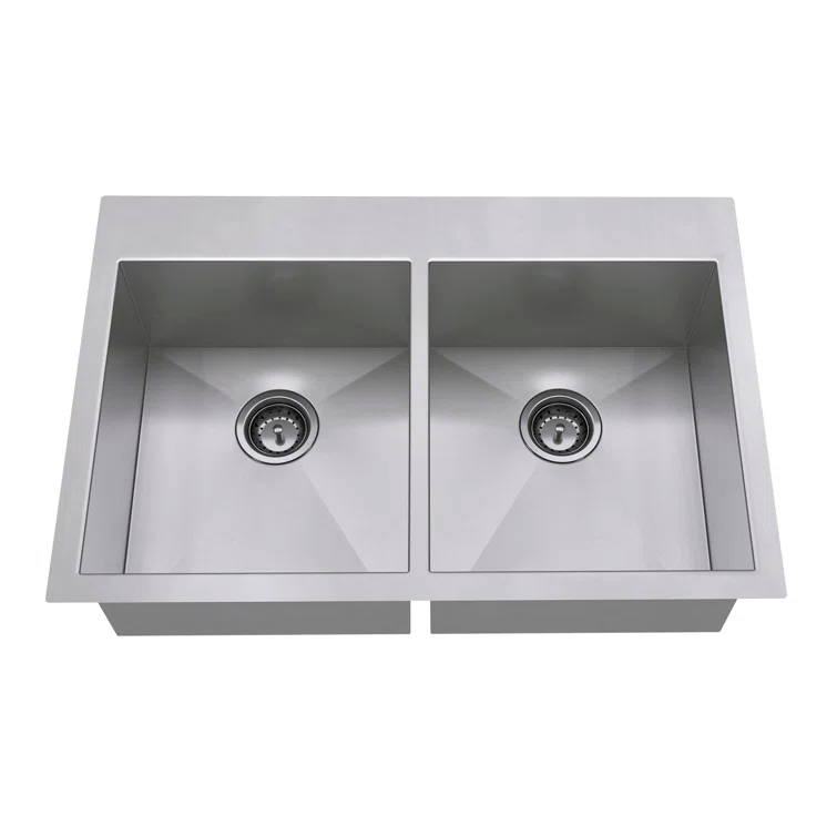 Edgewater 33'' L Undermount Double Bowl Stainless Steel Kitchen Sink