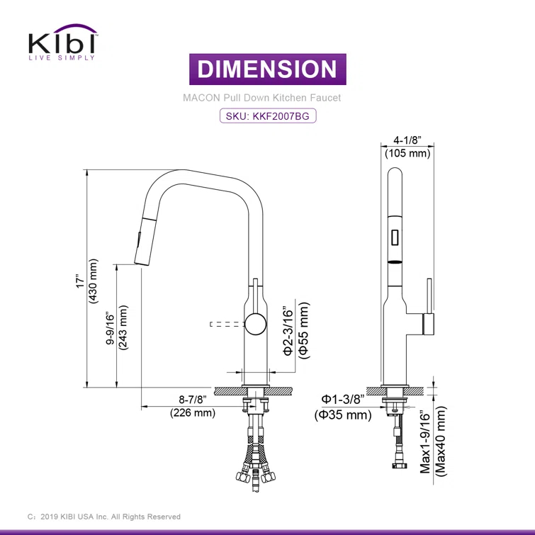 KIBI Macon Pull Down Kitchen Faucet